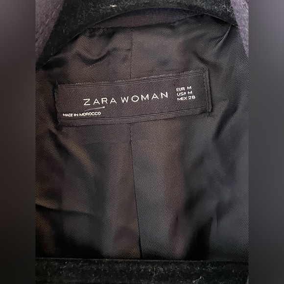 ZARA NAVY BLUE WOOL BLEND DOUBLE BREASTED  COAT BLOGGER FAVOURITE MINIMALIST M - Picture 15 of 16